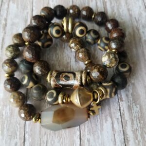 Dark Roast Espresso | gemstone bracelet set