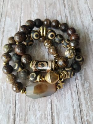 Dark Roast Espresso | gemstone bracelet set