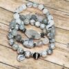 Moon- Jasper, Phantom Quartz, Grey Quartz gemstone bracelet set