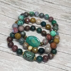 Indian Summer Set-Agate, Chrysoprase and Jasper gemstone bracelet set