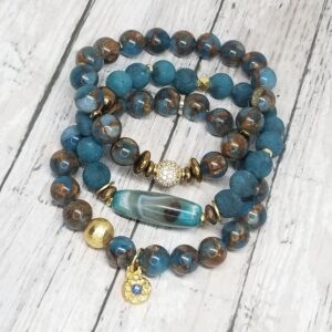 BT- Mosaic Quartz and Jade gemstone bracelet set