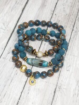 BT- Mosaic Quartz and Jade gemstone bracelet set