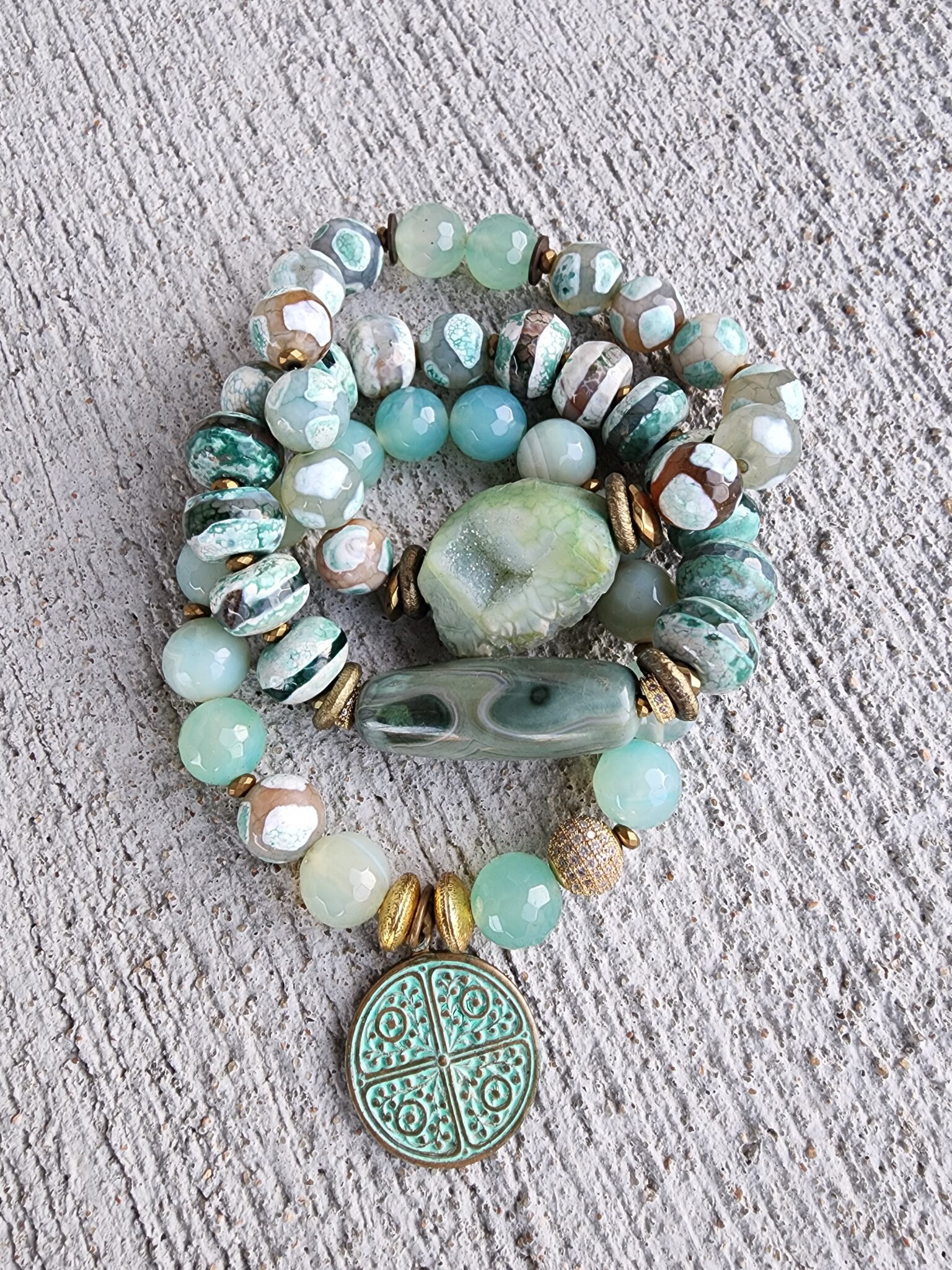 Keppel Green Tea | gemstone bracelet set - LuxeRebel