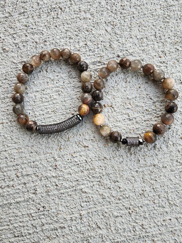 Black Moonstone gemstone bracelet set