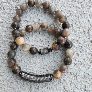 Black Moonstone gemstone bracelet set