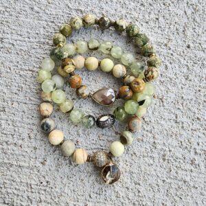 Mantis | Jasper & Prehnite gemstone bracelet set