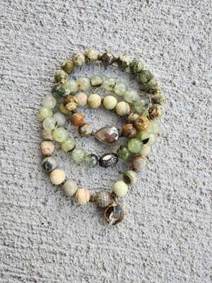 Mantis | Jasper & Prehnite gemstone bracelet set