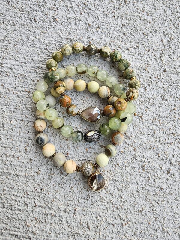 Mantis | Jasper & Prehnite gemstone bracelet set