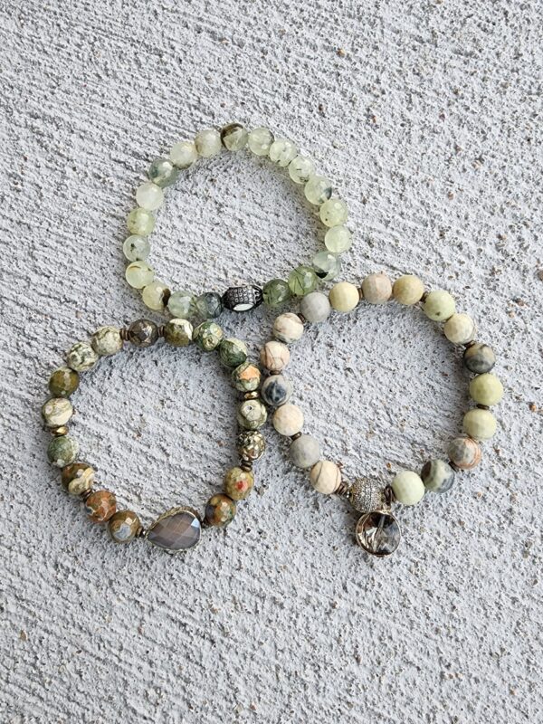 Mantis | Jasper & Prehnite gemstone bracelet set