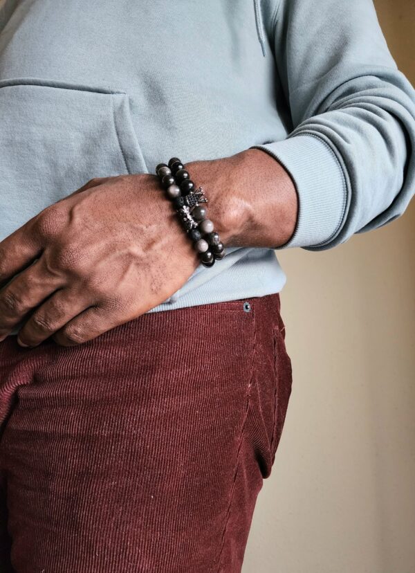 Black Obsidian gemstone bracelet set