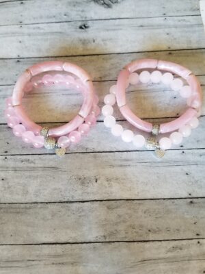 Pink Jade gemstone Valentine bracelets