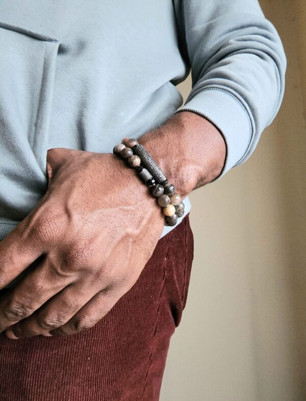 Black Moonstone gemstone bracelet set