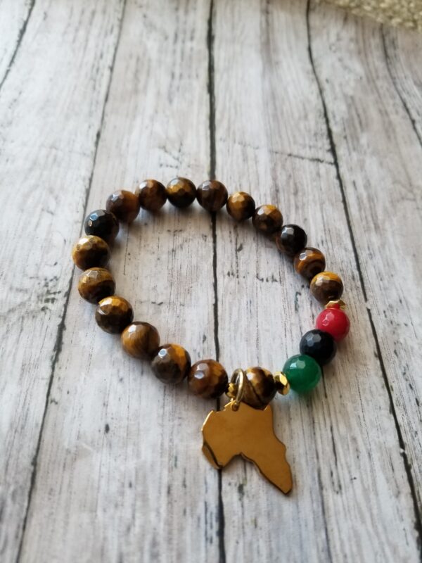 Tiger's Eye  gemstone Black Heritage Pride Bracelet (Single) - Image 3