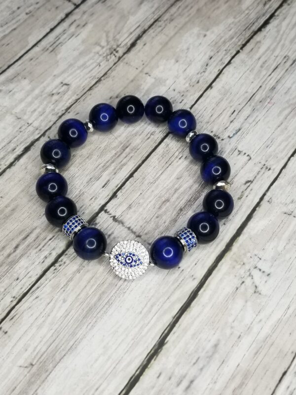 Evil Eye, Blue Tiger's Eye gemstone bracelet singles - Image 4