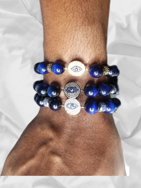 Evil Eye, Blue Tiger's Eye gemstone bracelet singles - Image 5