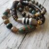 Forest Reed-Tibetan Agate, Jade and Wood gemstone bracelet set