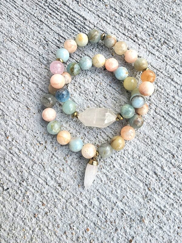 Morganite Beryl gemstone bracelet set