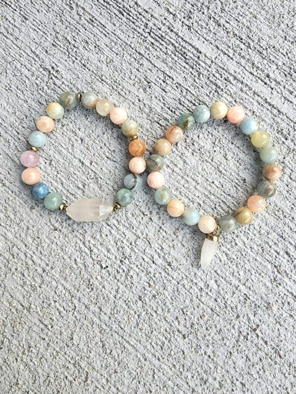 Morganite Beryl gemstone bracelet set