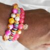 LYP-African Vinyl Heishi, Agate and Jade gemstone bracelet set