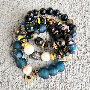 Vigilant | Krobo & gemstone bracelet set