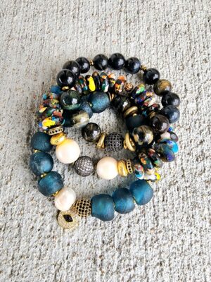 Vigilant | Krobo & gemstone bracelet set