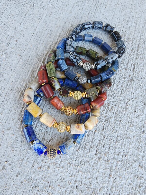 Cylindrical gemstone bracelets (Singles)