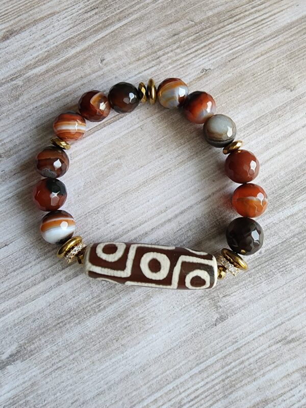 Cognac | Agate gemstone bracelet set