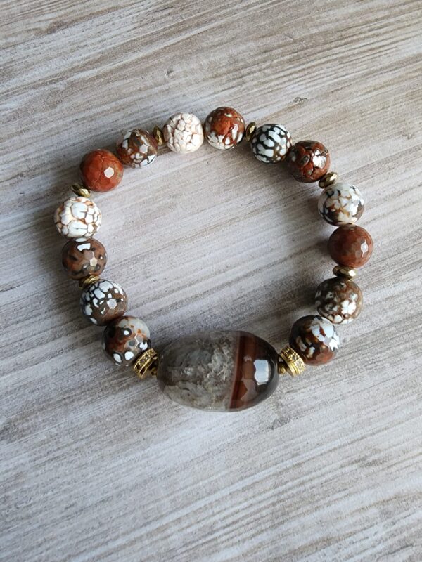 Cognac | Agate gemstone bracelet set
