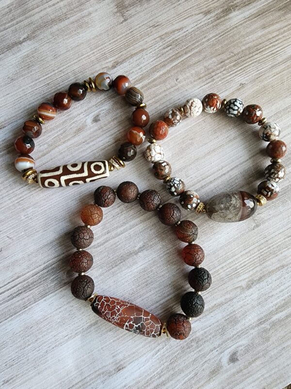 Cognac | Agate gemstone bracelet set