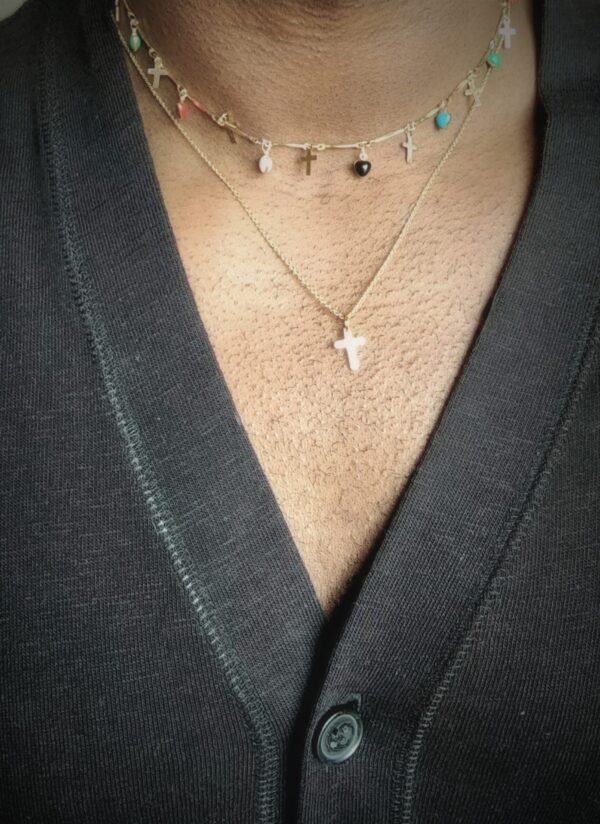 Multi-cross necklace 14k gold Multi-Cross Dangle Necklace