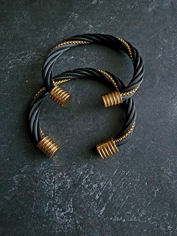 Black and 18k Gold Bracelet Cuff - Image 2