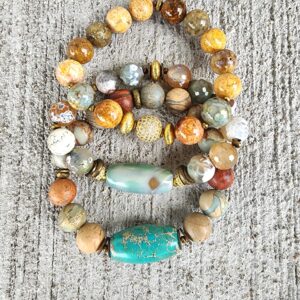 Native| Agate & Jasper gemstone bracelet set