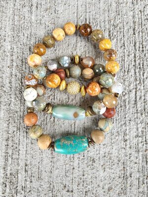 Native| Agate & Jasper gemstone bracelet set