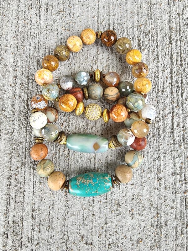 Native| Agate & Jasper gemstone bracelet set
