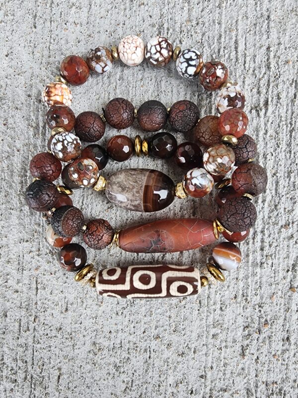 Cognac | Agate gemstone bracelet set