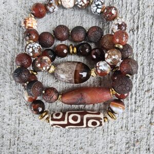 Cognac | Agate gemstone bracelet set