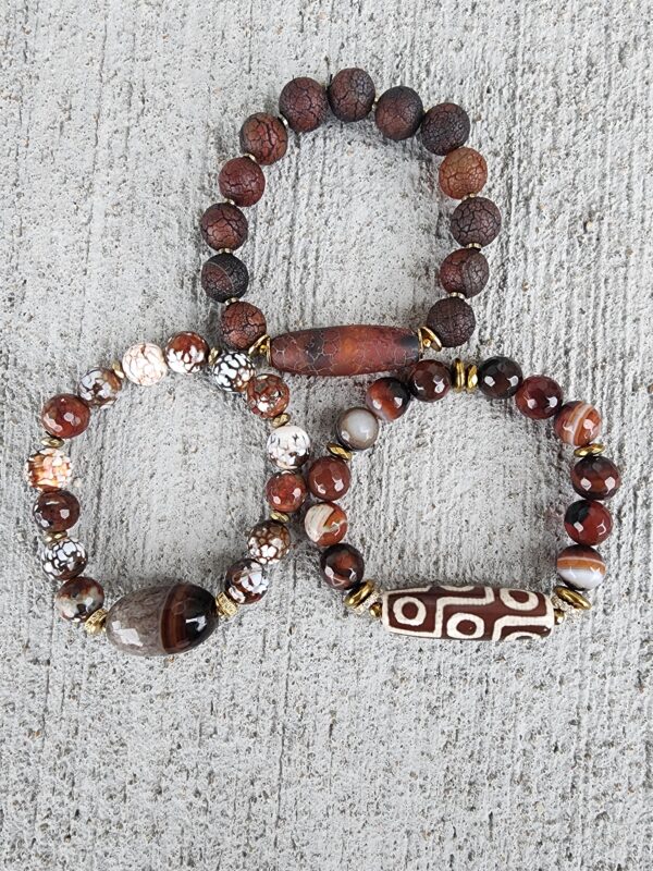 Cognac | Agate gemstone bracelet set - Image 2