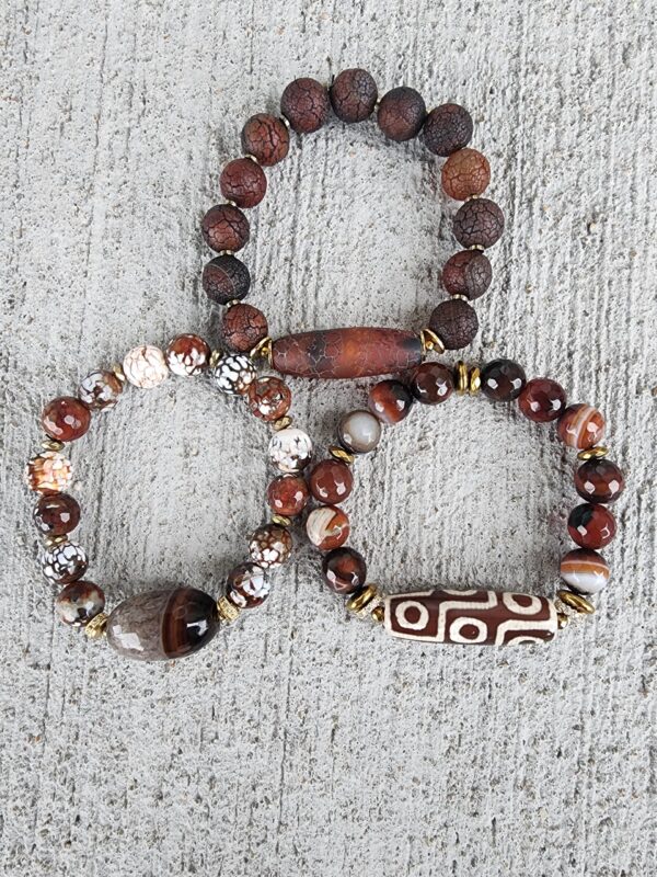 Cognac | Agate gemstone bracelet set