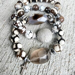 Dark Chestnut Ash| Agate gemstone bracelet set