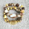 Brunor| Krobo bead Agate gemstone bracelet set