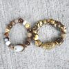 Brunor| Krobo bead Agate gemstone bracelet set