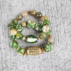 Vertor | Krobo bead Agate gemstone bracelet set