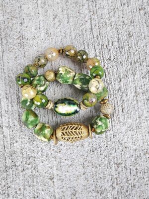 Vertor | Krobo bead Agate gemstone bracelet set