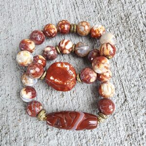 Calcine | Fire Agate gemstone bracelet set