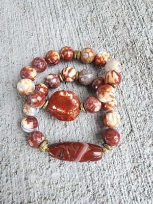 Calcine | Fire Agate gemstone bracelet set