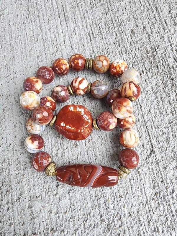 Calcine | Fire Agate gemstone bracelet set
