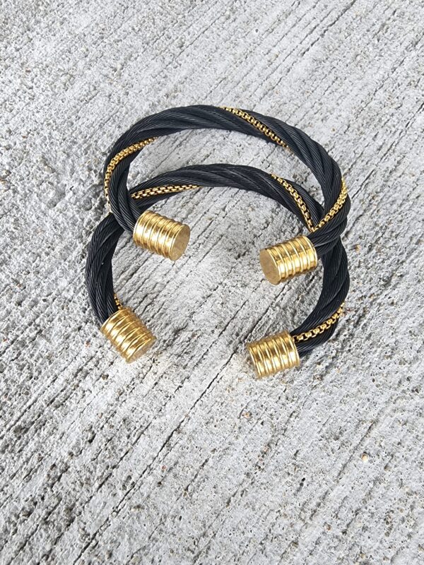 Black and 18k Gold Bracelet Cuff