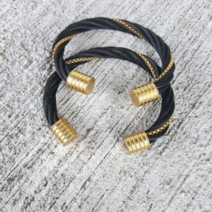 Black and 18k Gold Bracelet Cuff