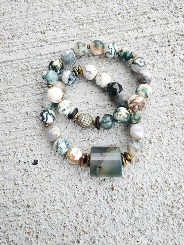 20230128_165555 Tree Agate gemstone bracelet set