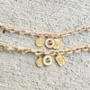 18k gold enamel 3 charm chain bracelets